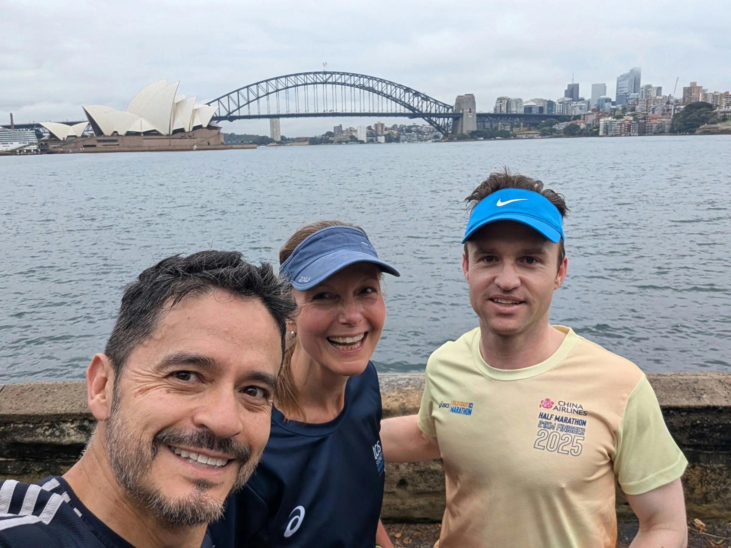 A group of runners enjoying Sydney Harbour during a guided morning run