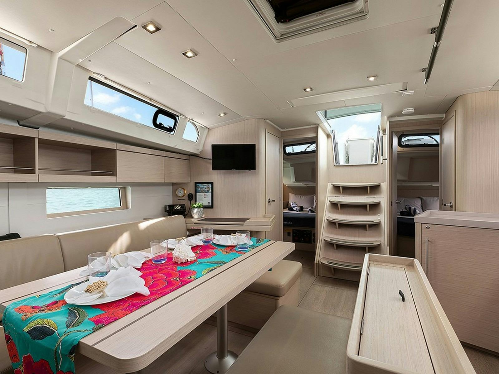 Saloon and 2 aft cabins