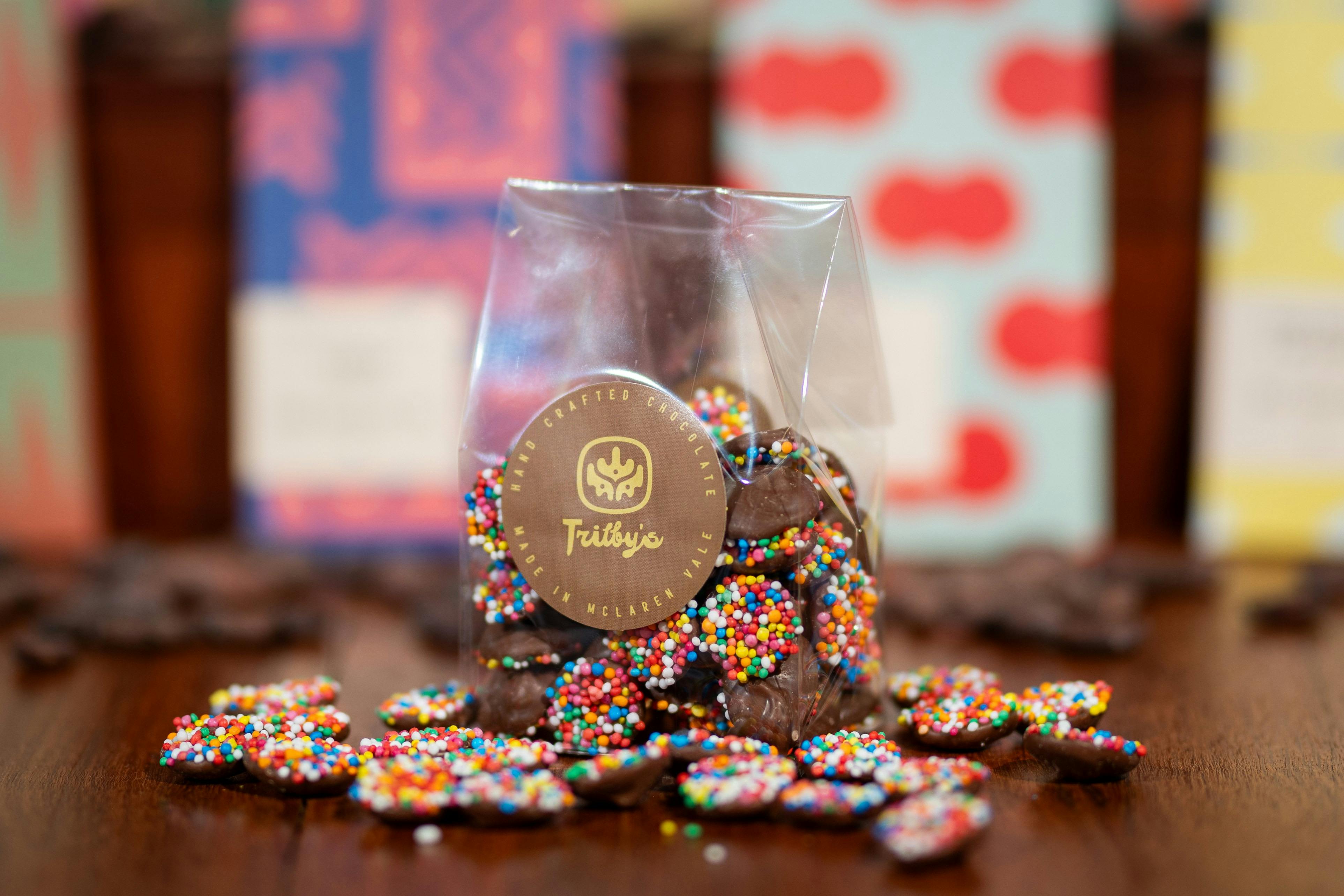 Milk Chocolate Speckles from Trilby's Chocolates, family friendly chocolate factory