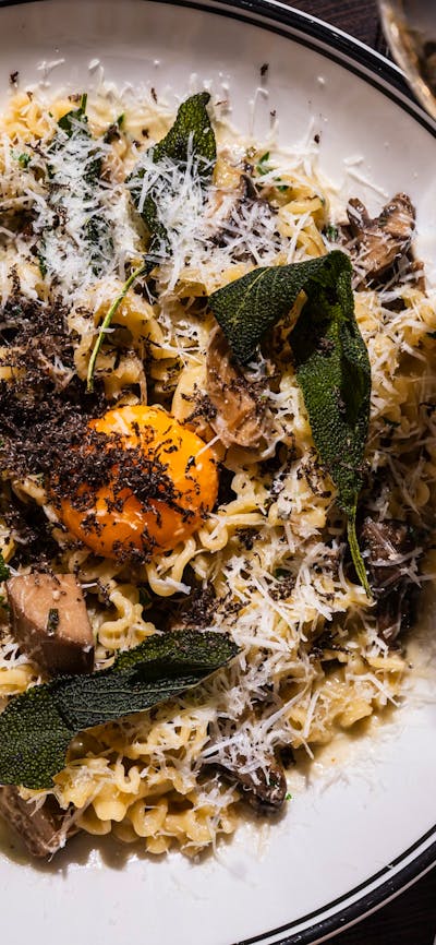 Truffle Smoked Mushroom Casarecce + Whipped Ricotta