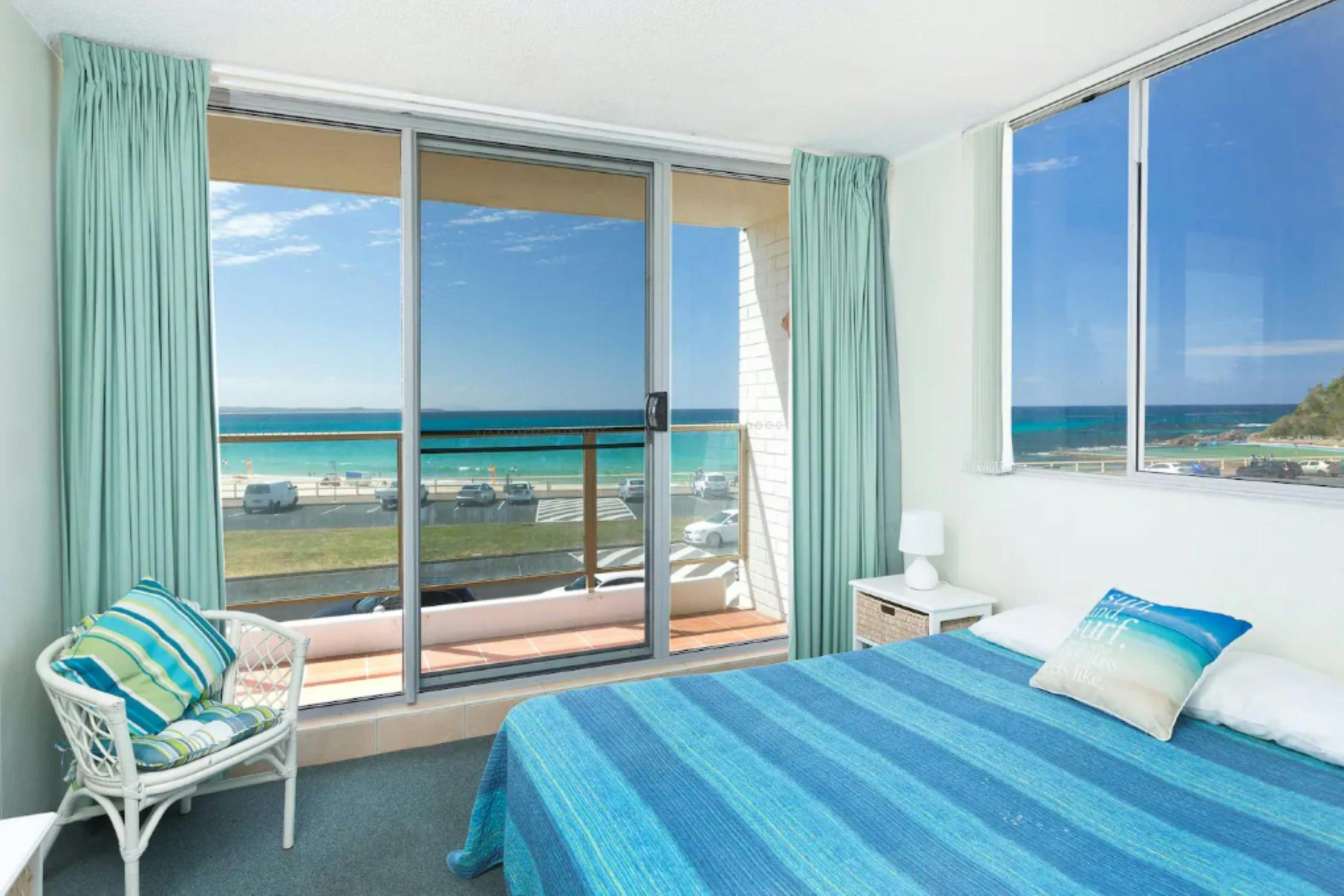 Bedroom with ocean views and Queen bed
