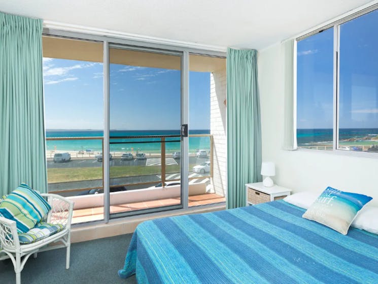 Bedroom with ocean views and Queen bed