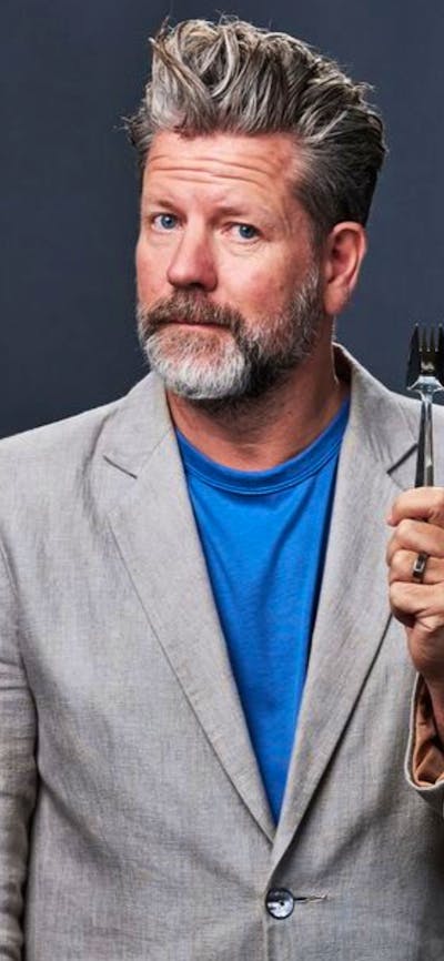 A photograph of Tim Ross folding a fork.