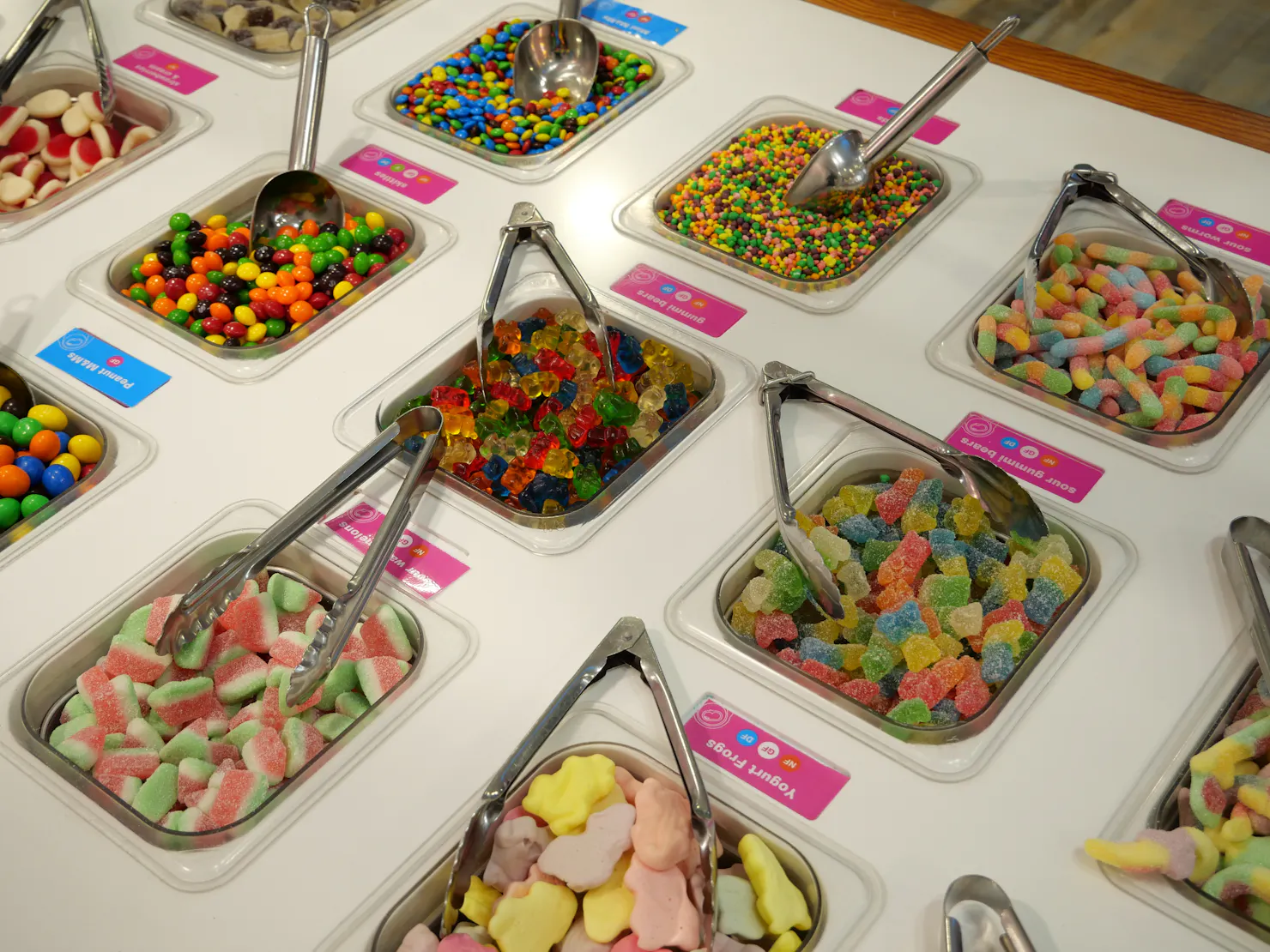 some of our different sour lolly options in our toppings bar for over 60 options