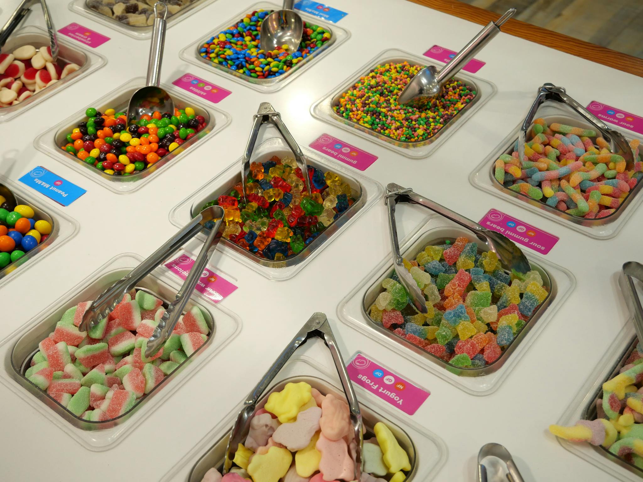 some of our different sour lolly options in our toppings bar for over 60 options some of our different sour lolly options in our toppings bar for over 60 options