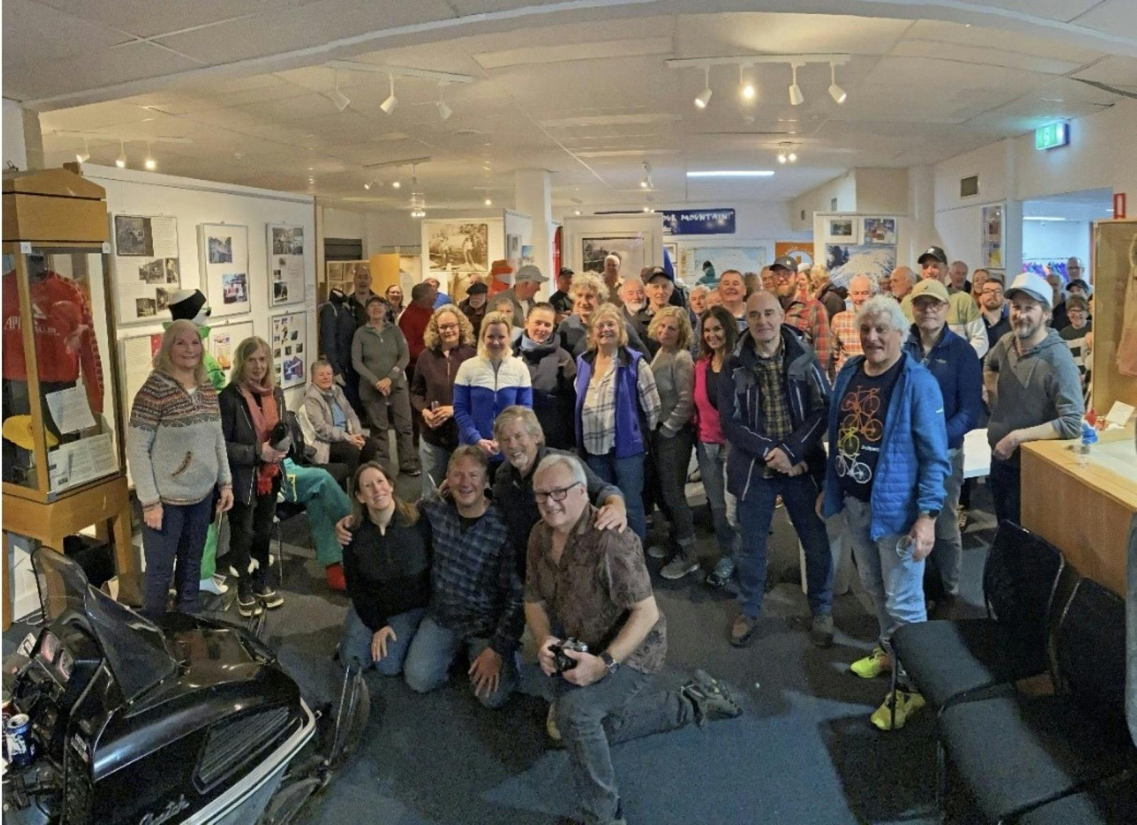 Large group of visitors in the museum