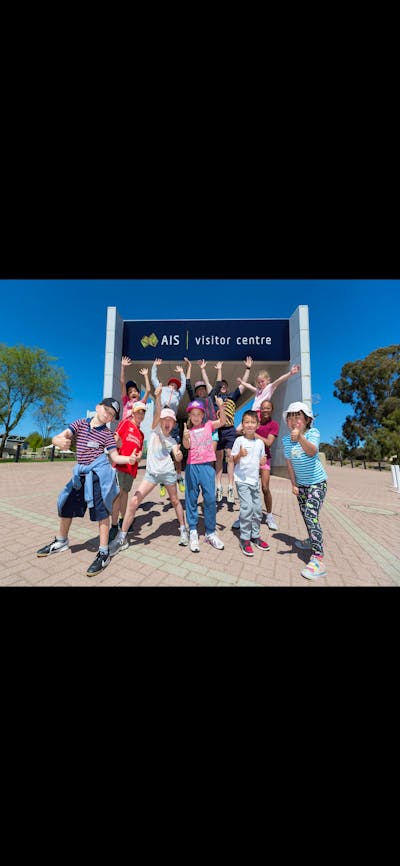 A group of children outside the Australian Institute of Sport