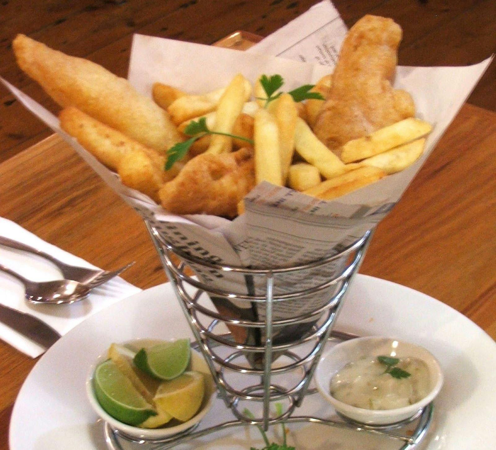 Cone of fish and chips