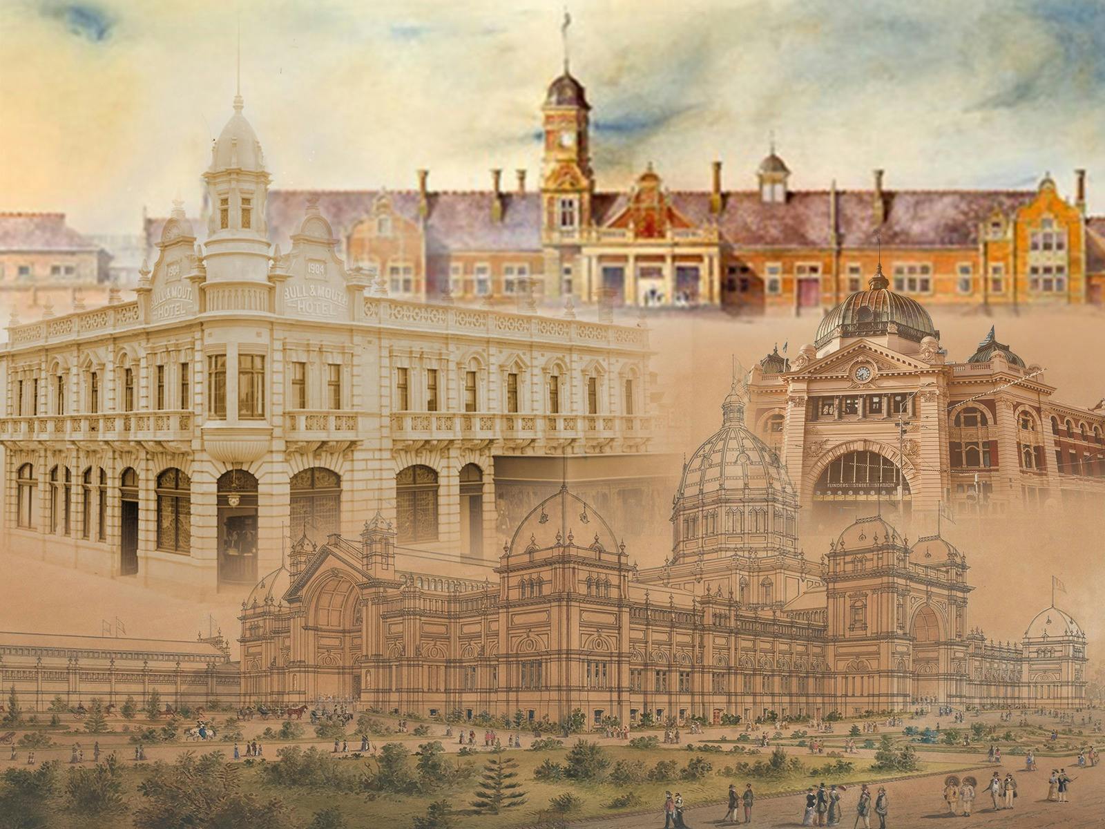 Montage of historical buildings in Melbourne and Maryborough Vic