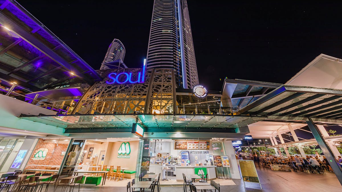Soul Boardwalk exterior at night