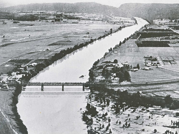 Nepean River historic image with fields and minimal buildings
