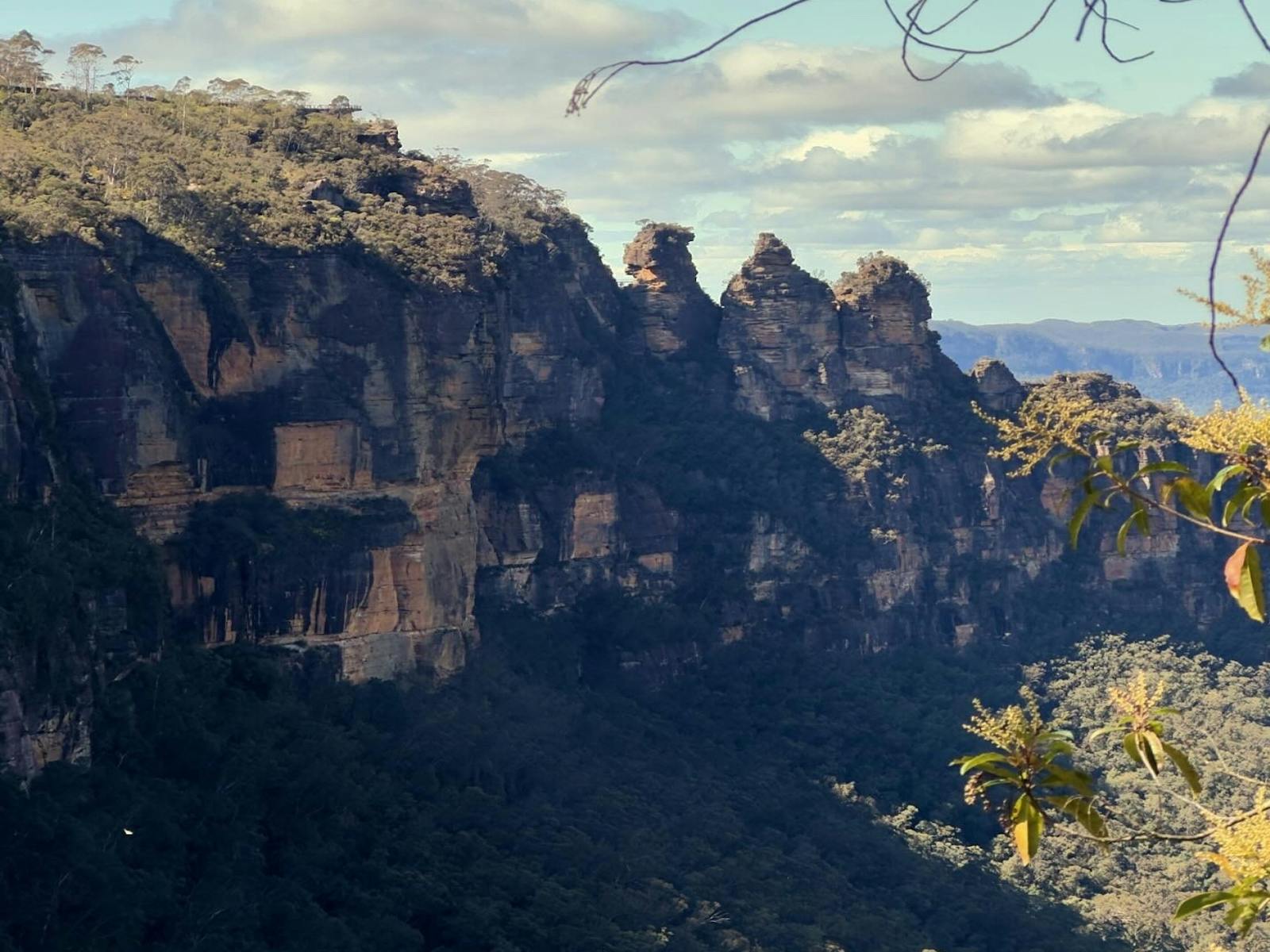 Three Sisters rock formation scenic photo