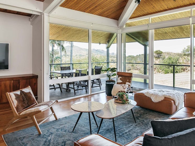 Cape Breeze - Byron Bay - Living Room flow to Deck and View b