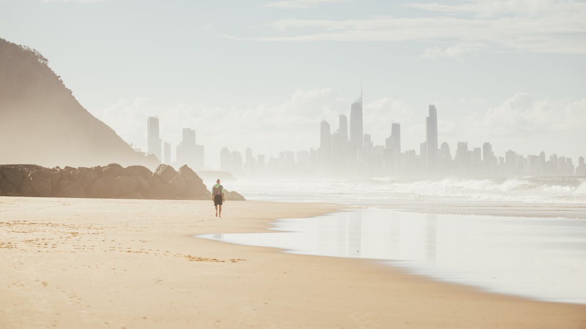Man walking at Palm Beach