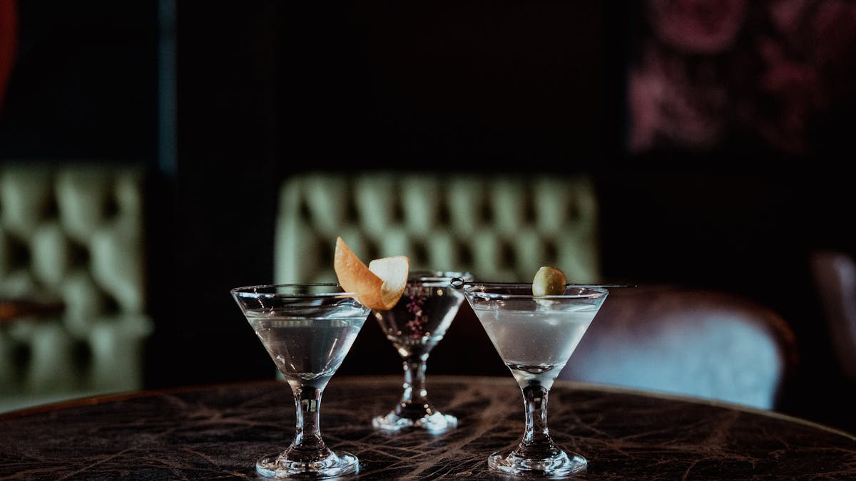 Three cocktails on a table