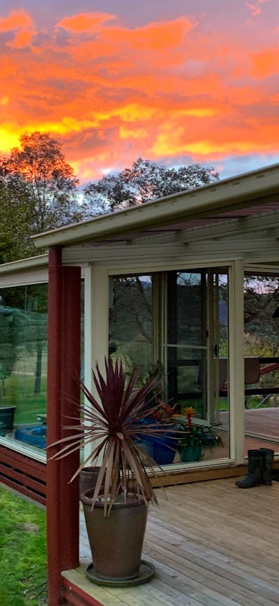 Glass enclosed spa at spa cottage