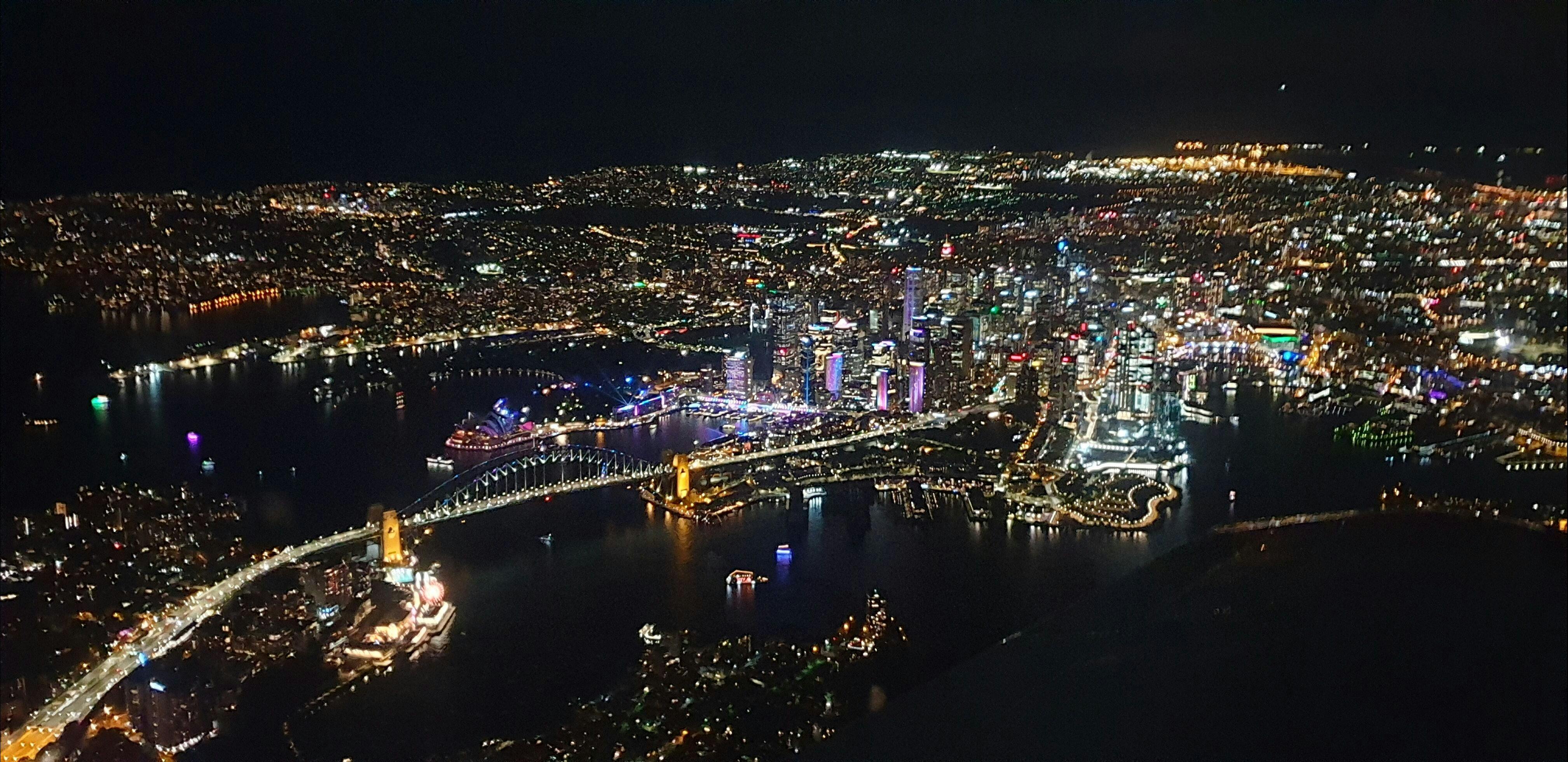 Sydney Scenic Flight at Night during Vivid