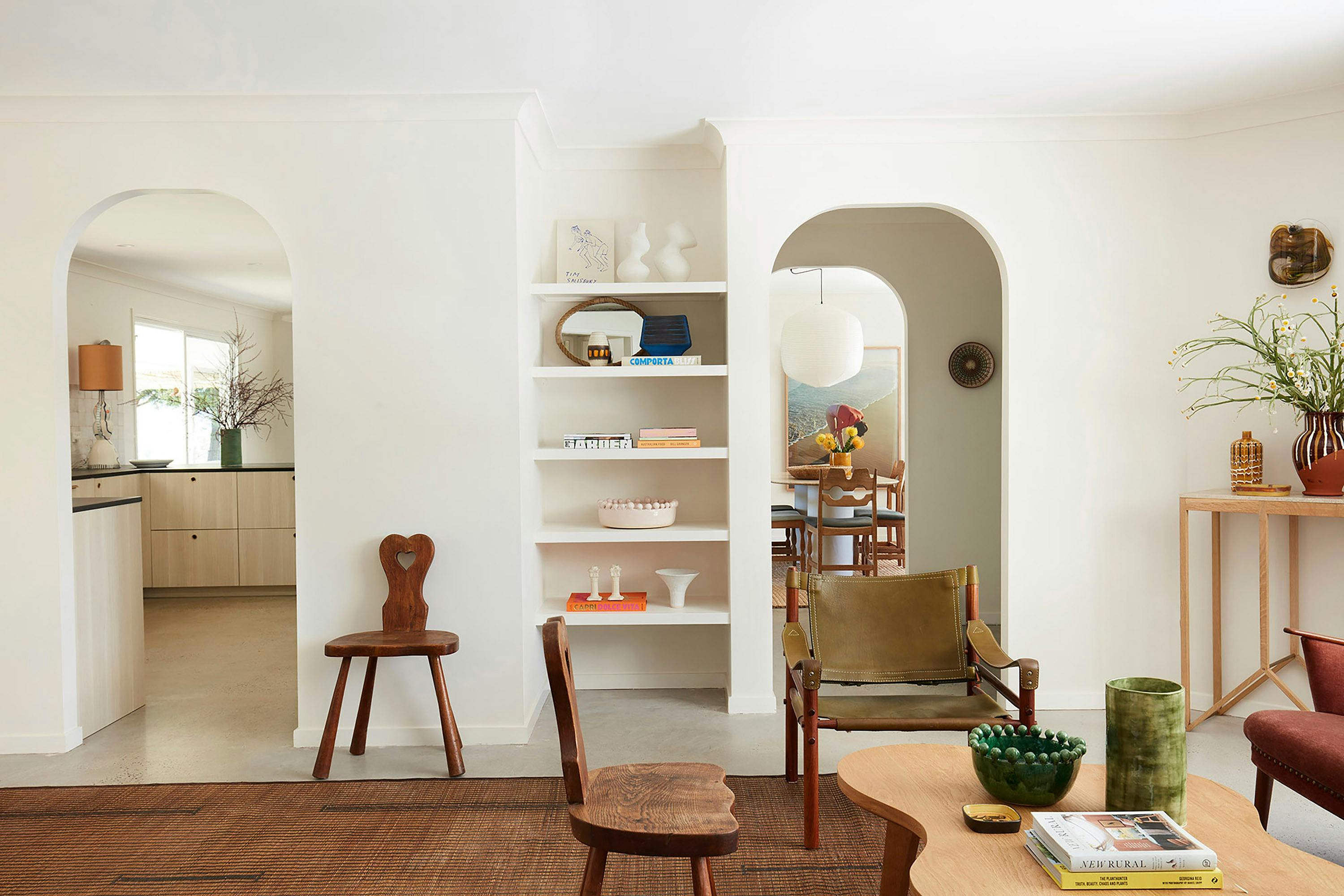 Hidden Byron - Myocum Byron Bay - Living Room flow to Kitchen