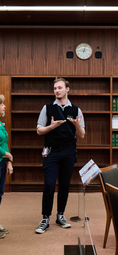A tour group in the Prime Minister's suite