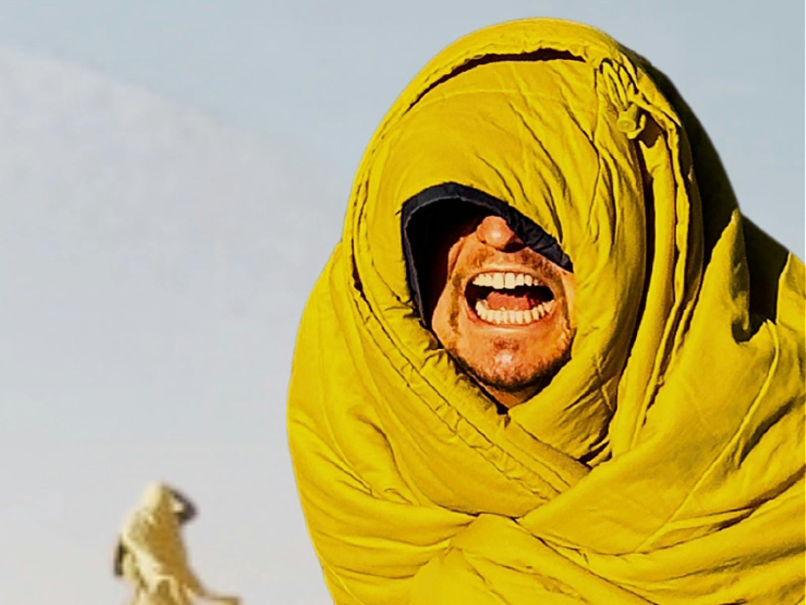 Portrait of artist dressed as a sand worm
