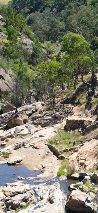 View of the Adelong Falls Gold Mill Ruins