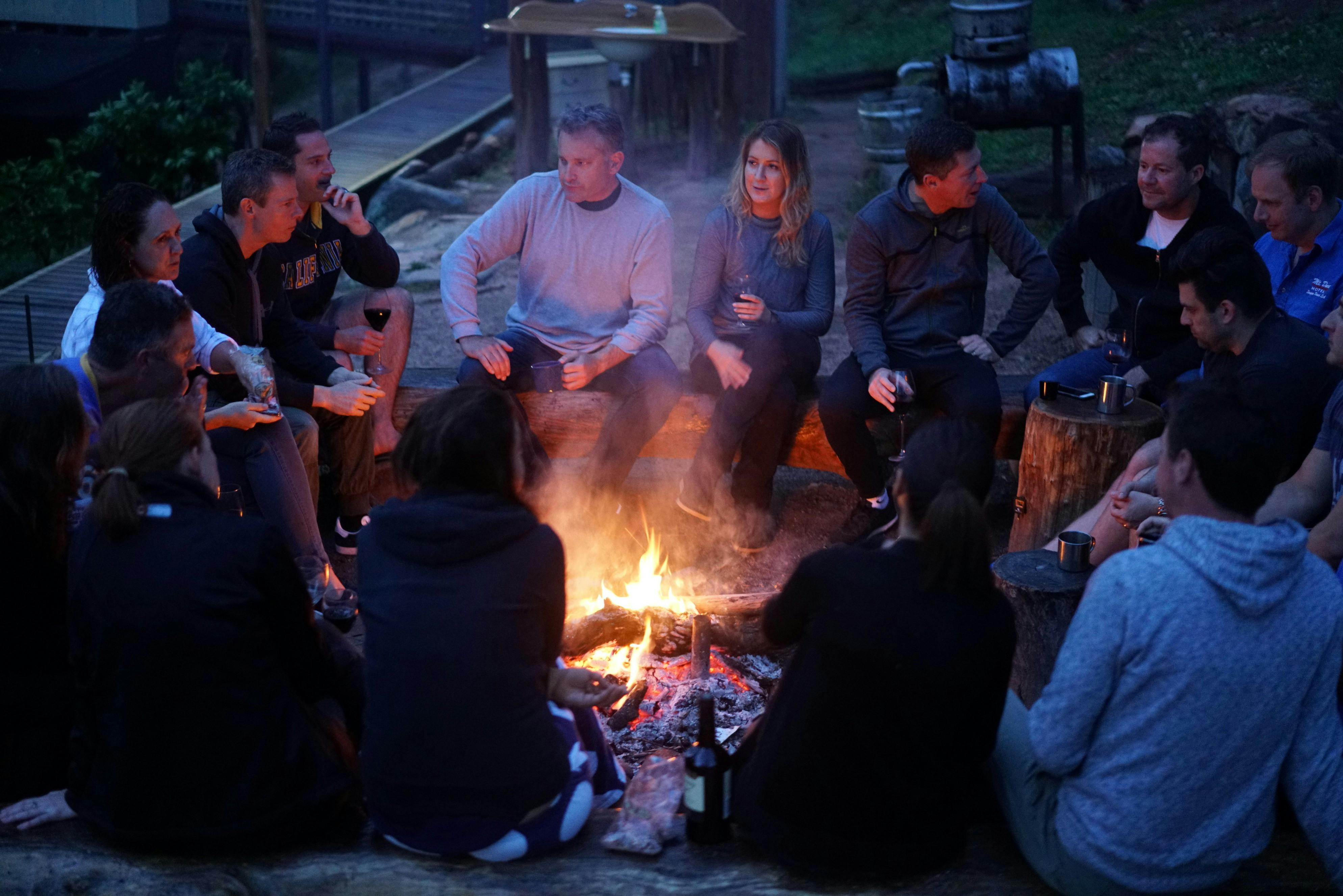 Dinner around the campfire in the Blue Mountains National Park