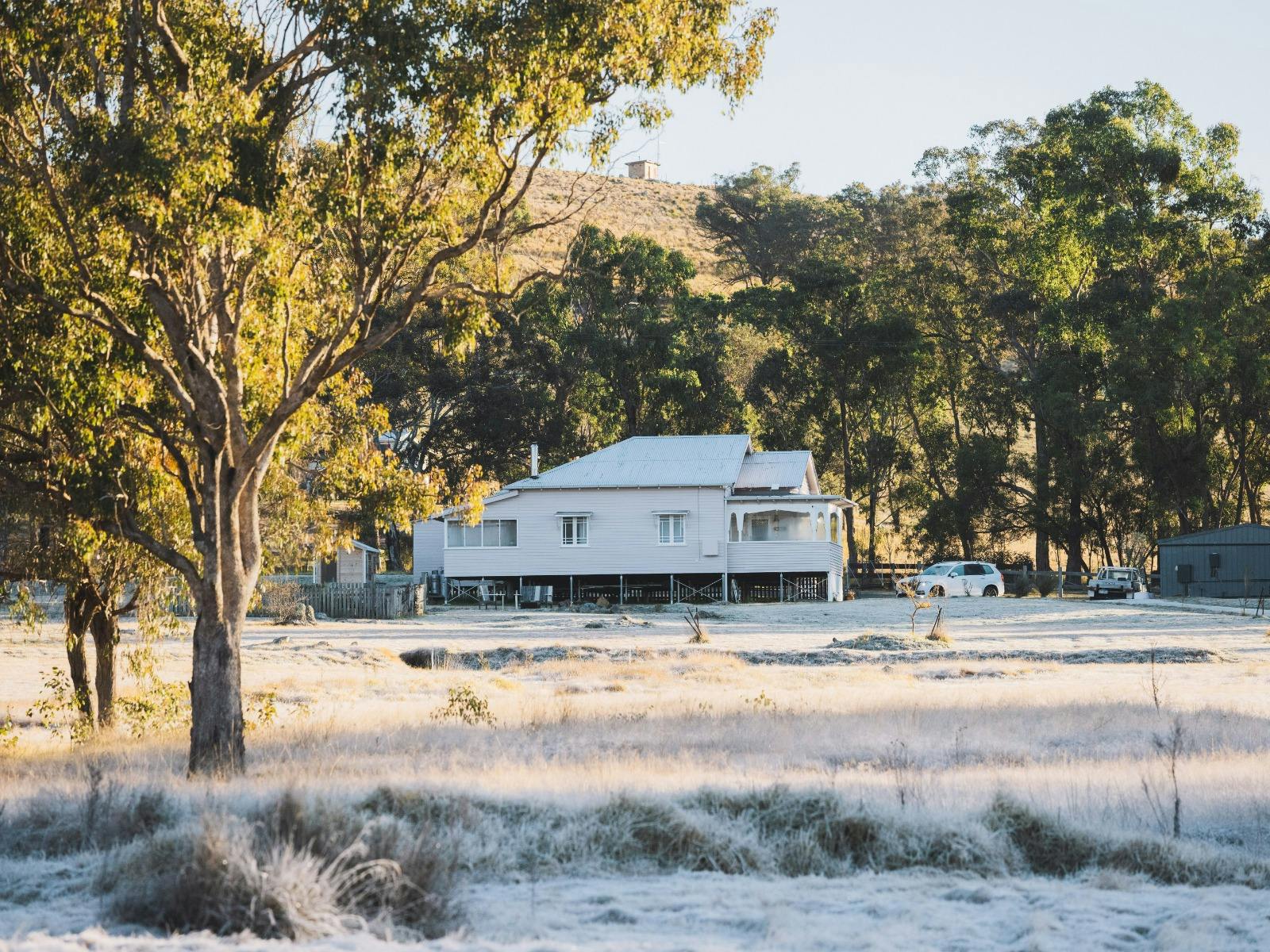 A view of Sunday farmhouse on a crisp frosty morning