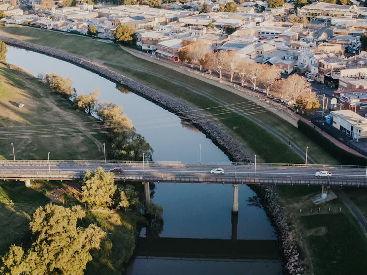 Bridge over The Levee Riverbank