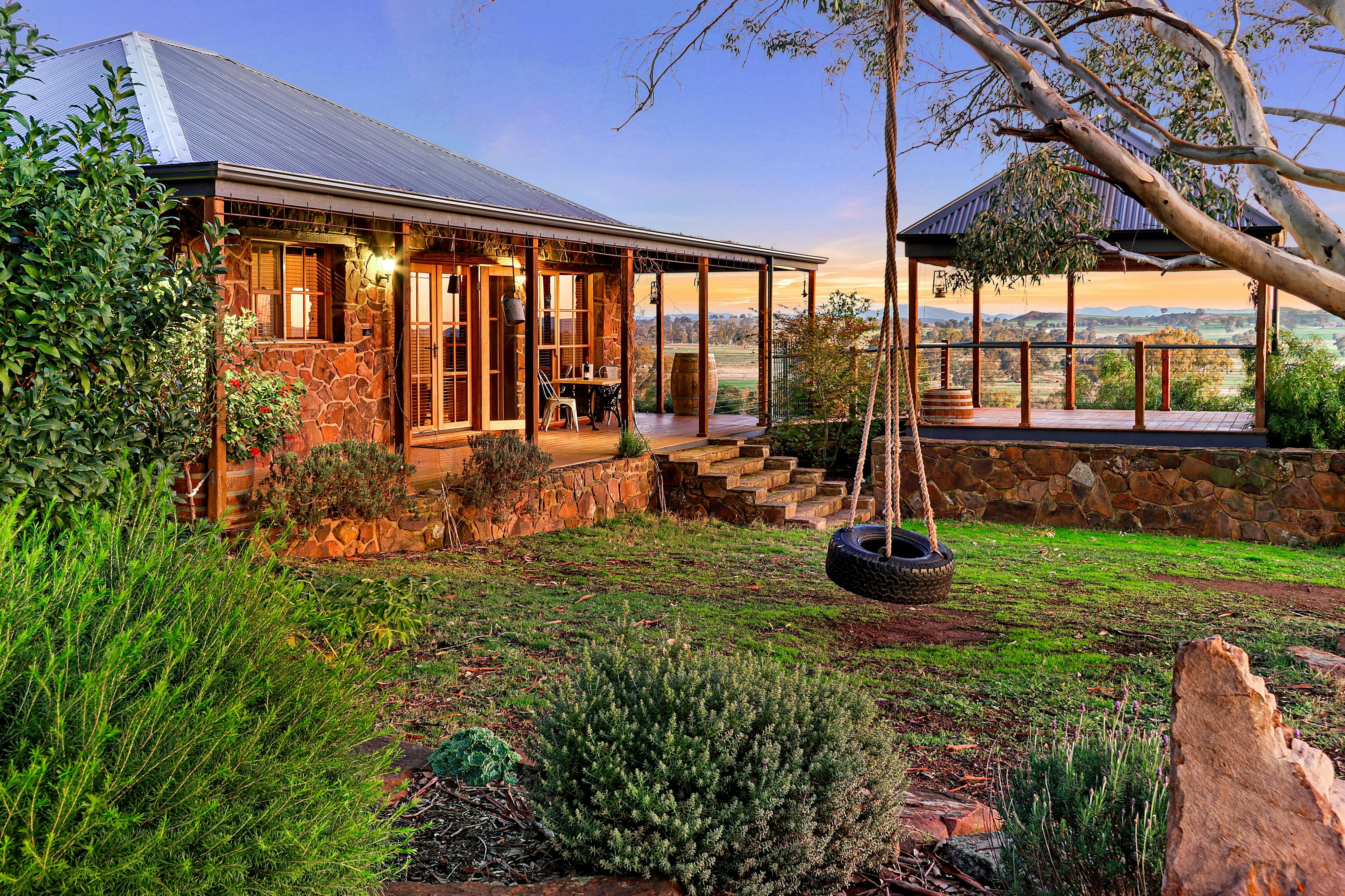 External photo of Stone Creek Cottage with gazebo