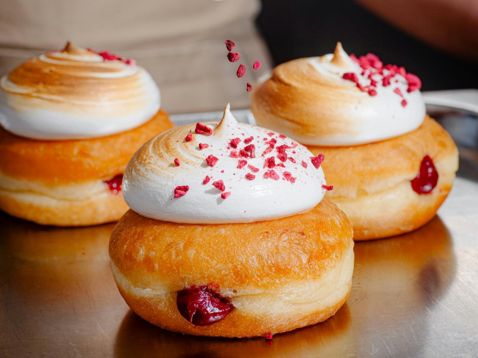 Raspberry Meringue doughnut