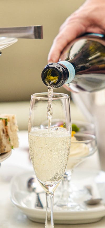 Champagne pour into glass