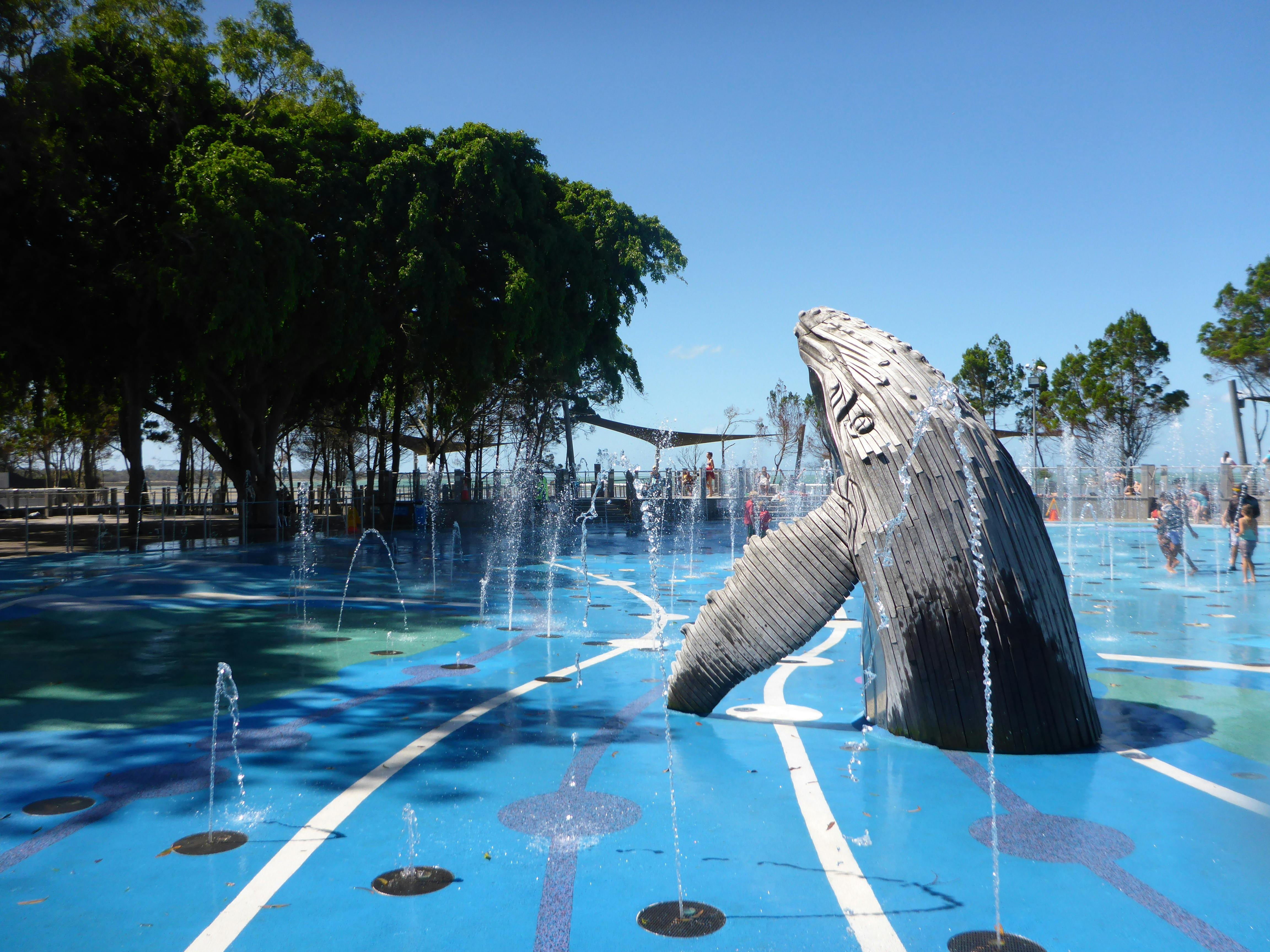 Photo showing whale sculpture at Wetside Water Park in Hervey Bay