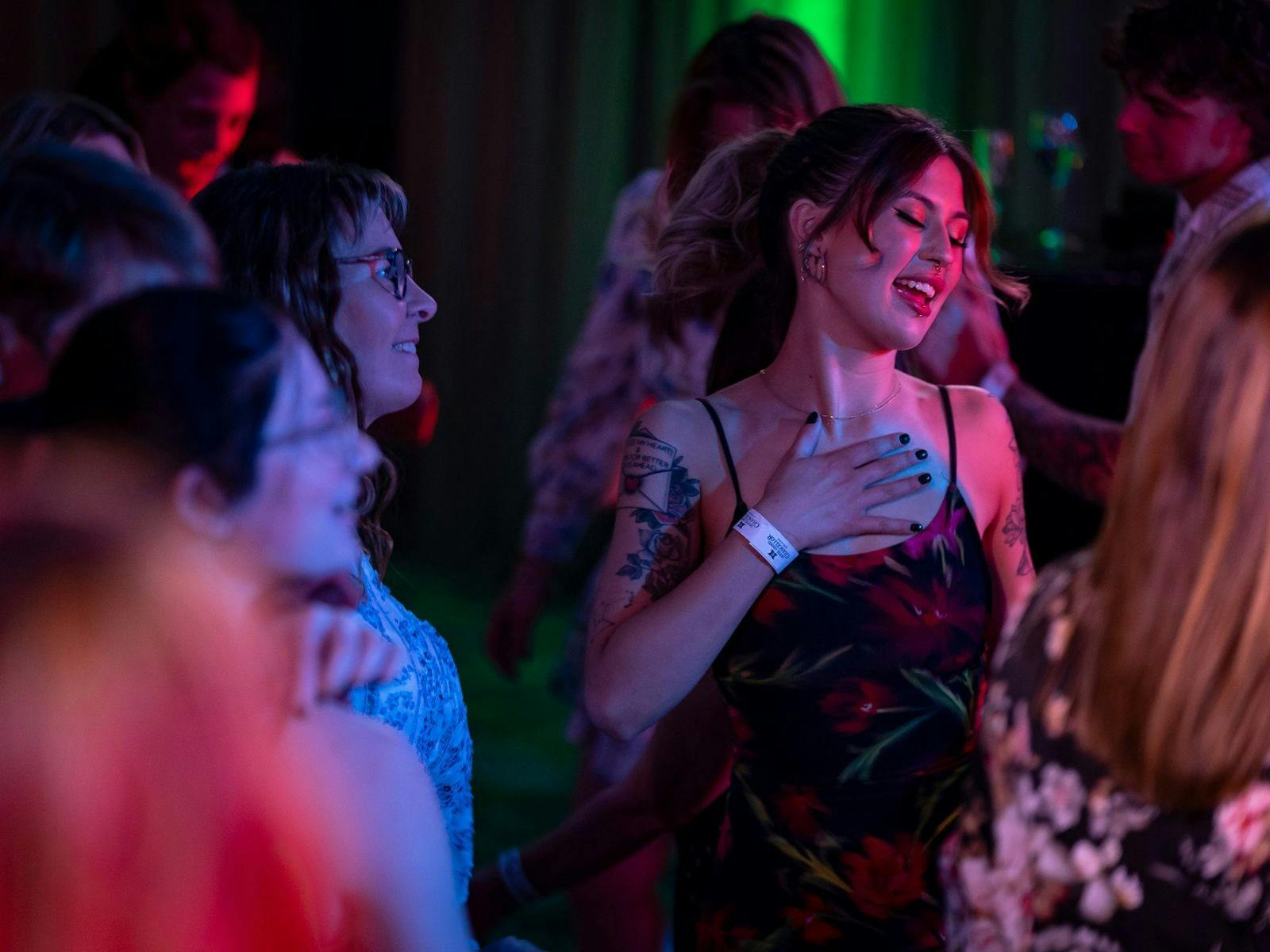 Girl dancing at a Christmas party concert