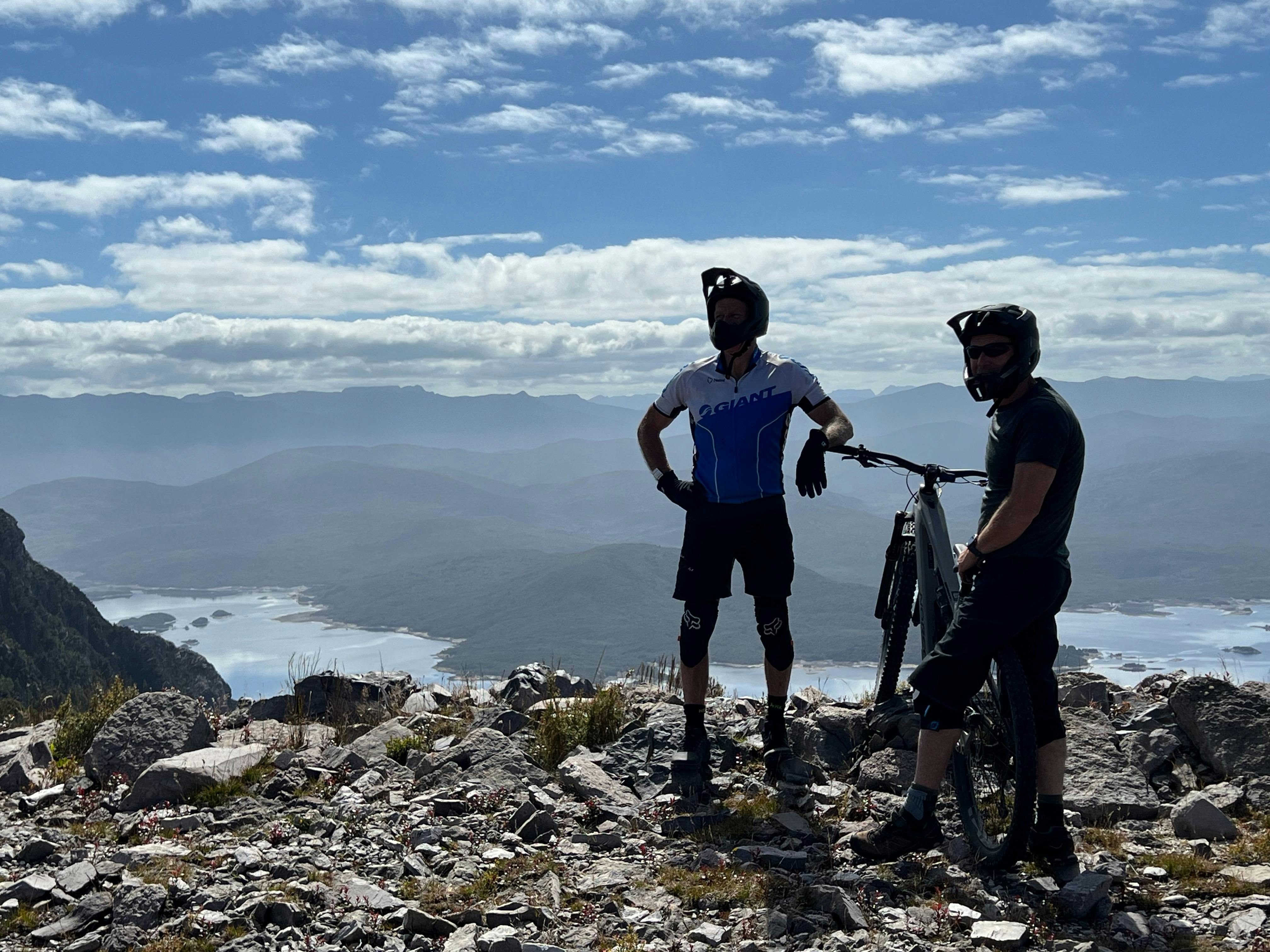MTB Riders taking images of themselves before riding the Nth Owen Descent trail.