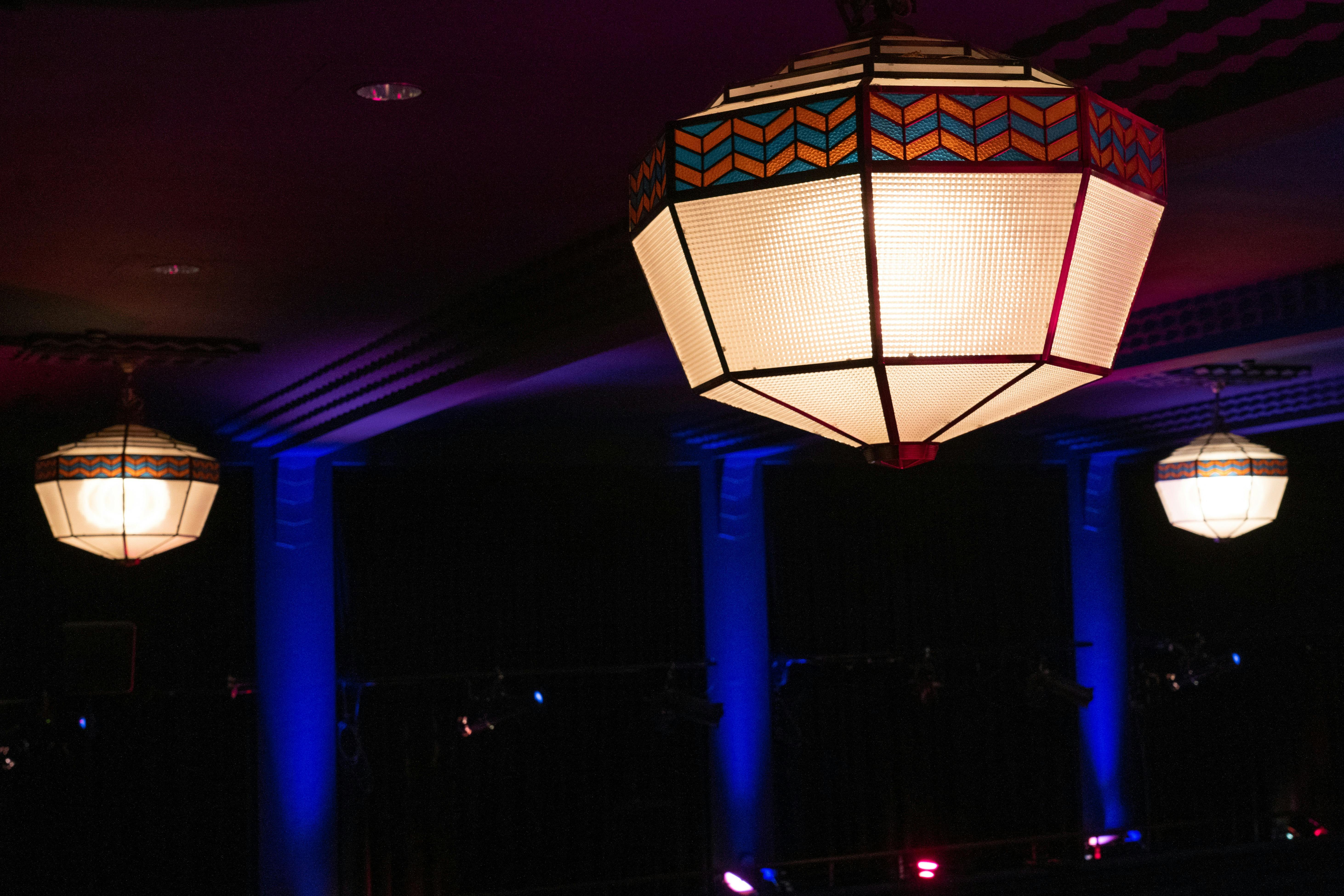 Close up of Art Deco lighting fixtures in Arc Cinema