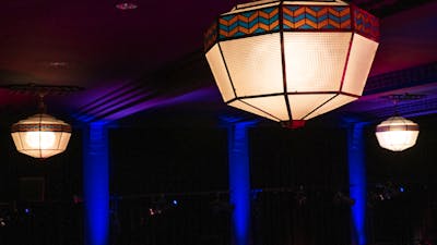 Close up of Art Deco lighting fixtures in Arc Cinema