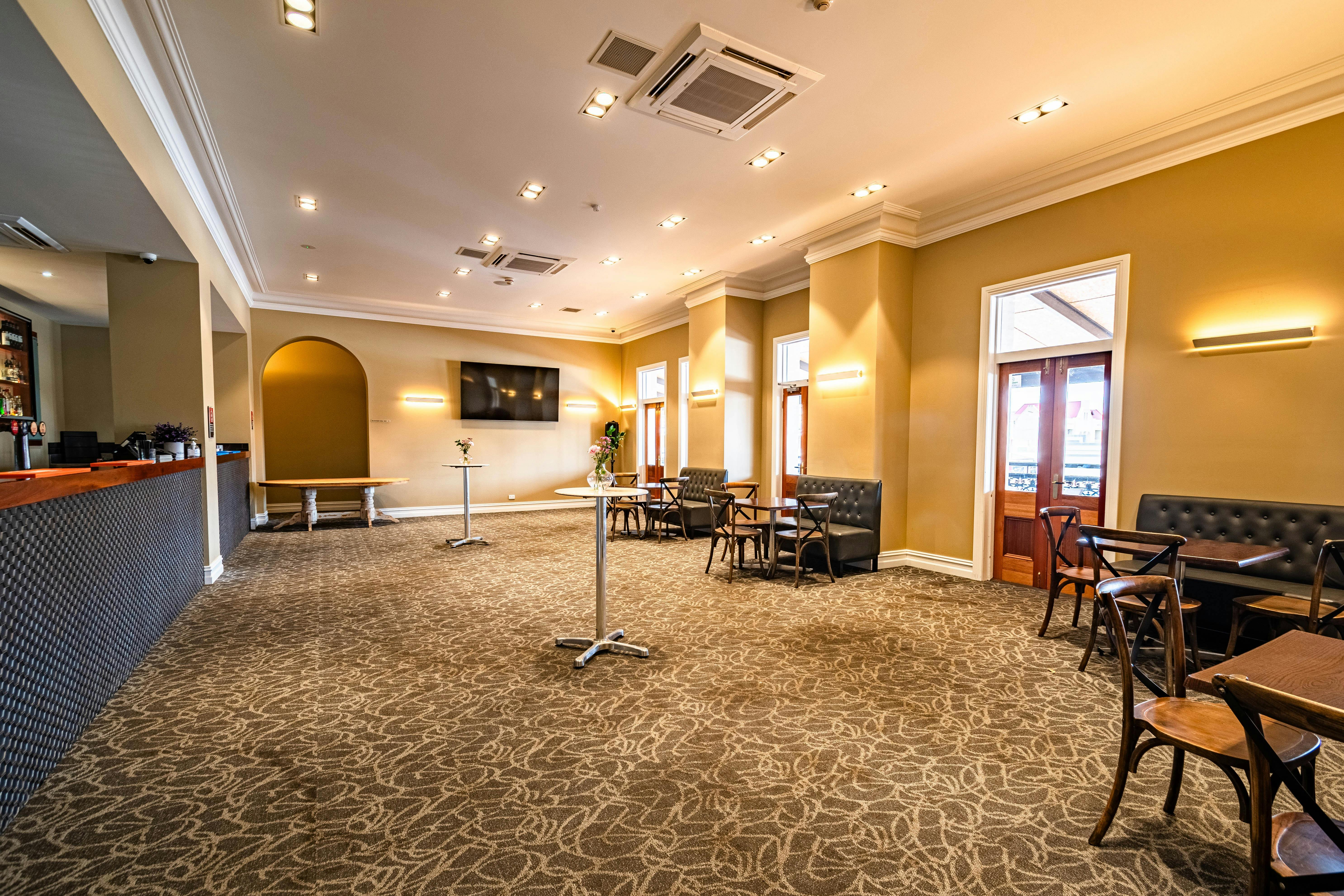 Upstairs Bar & Balcony function area. Leads out to a huge balcony overlooking Argent & Oxide Streets