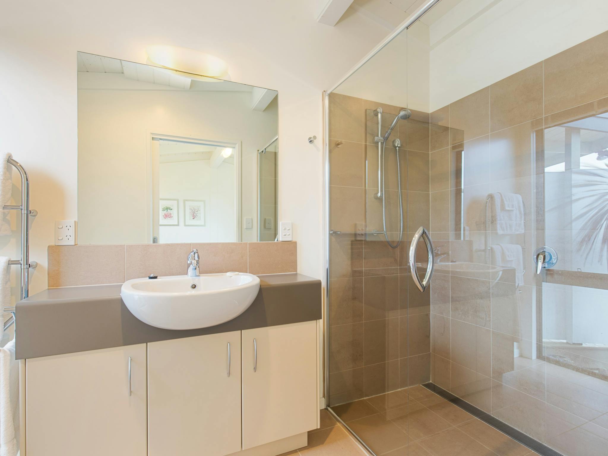 Bathroom basin and shower