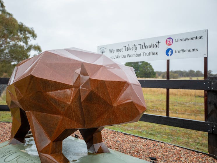 Wombat sculptor at gate entry