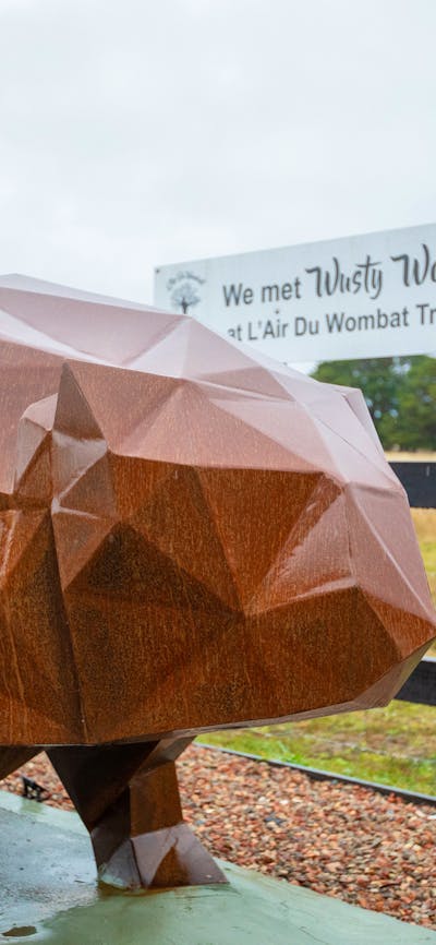 Wombat sculptor at gate entry