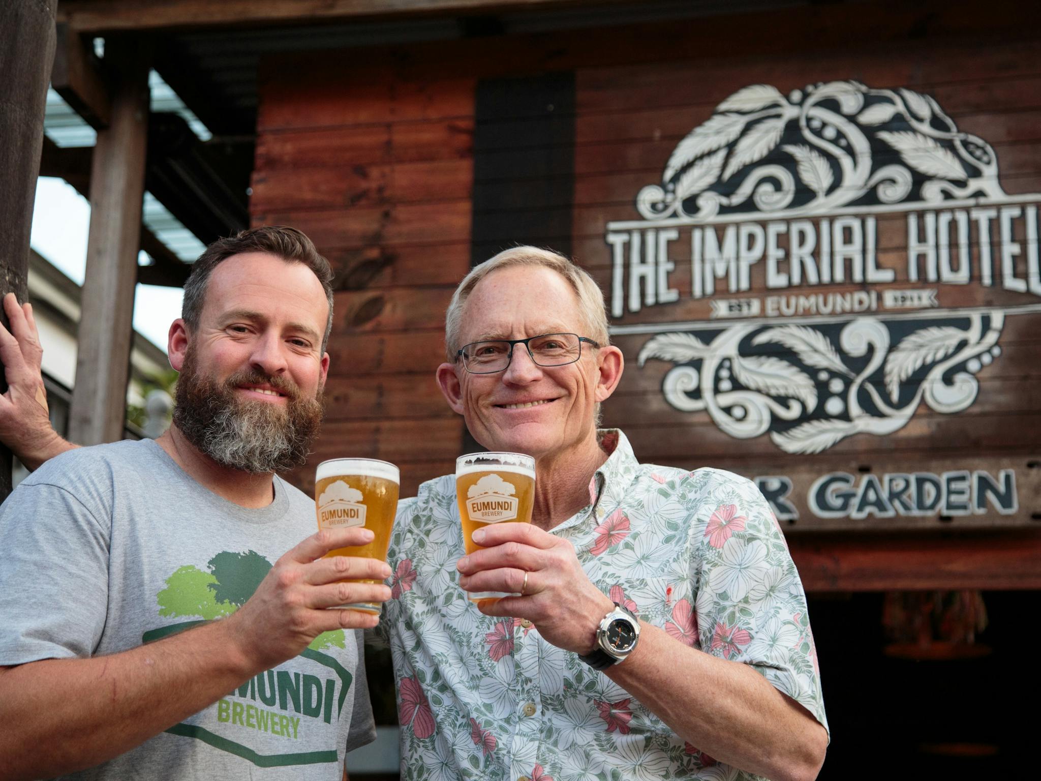 Eumundi Brewery Head Brewer Chris Sheehan and Lion Master Brewer Chuck Hahn