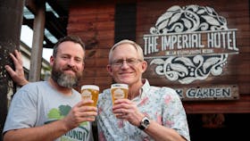Eumundi Brewery Head Brewer Chris Sheehan and Lion Master Brewer Chuck Hahn
