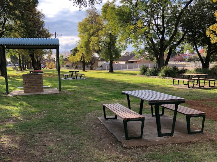 Picnic tables and BBQ at the Rutherglen Lions Park