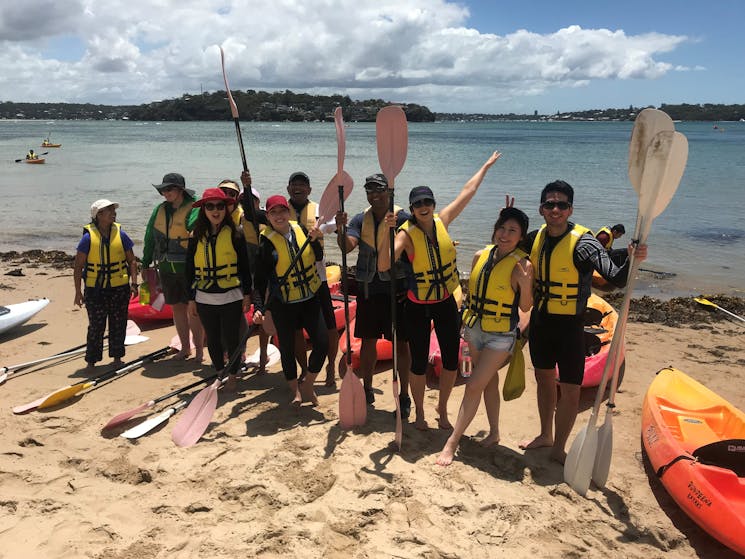 Group about to head out on kayaking tour at Bundeena in Sydney