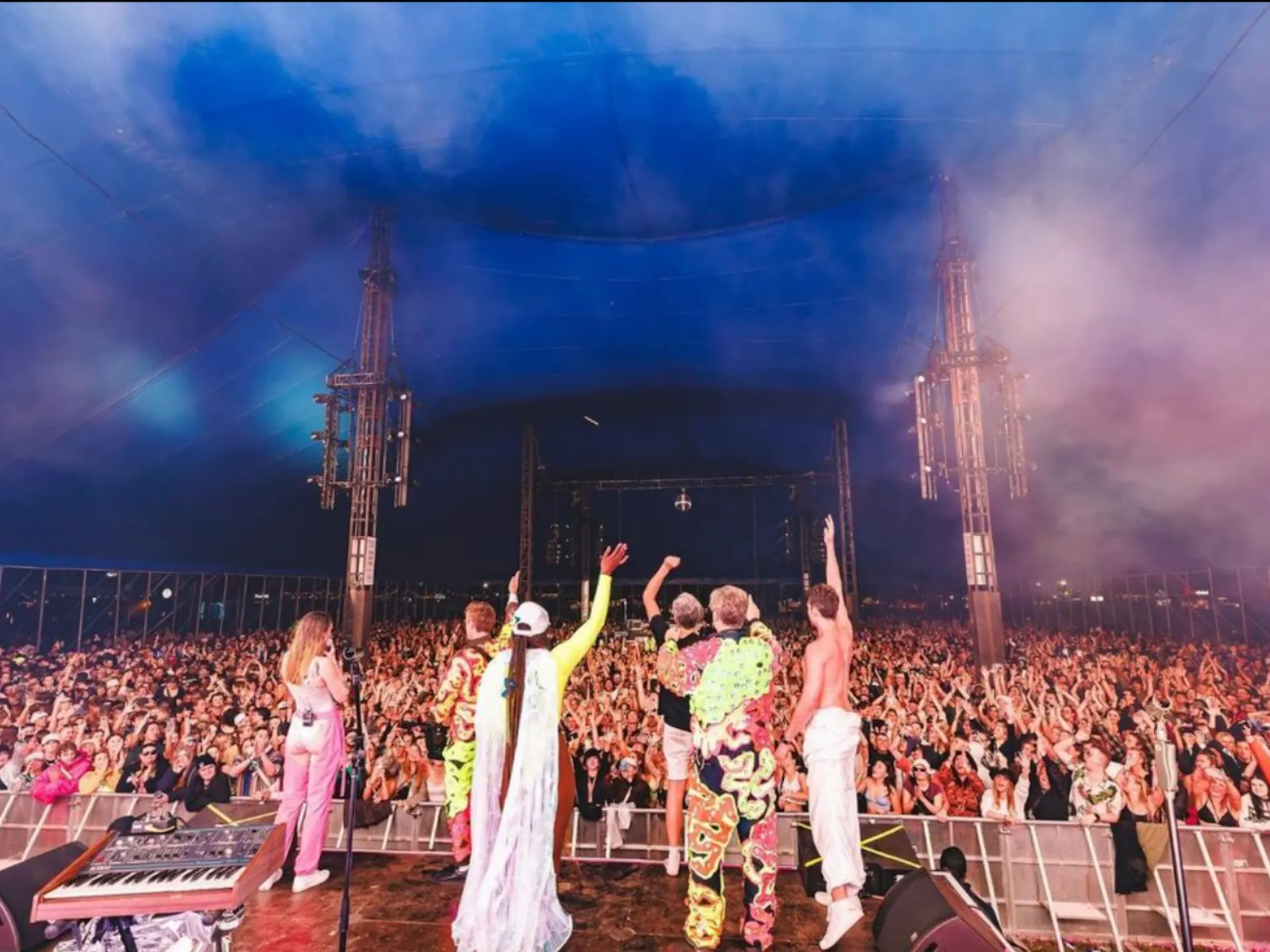 A crowd shot take from the stage as PNAU thank their audience