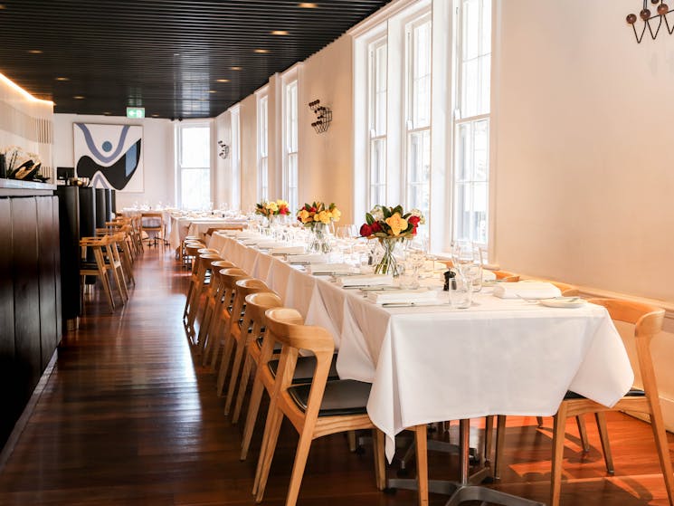 long table ready for a party at Republic Dining