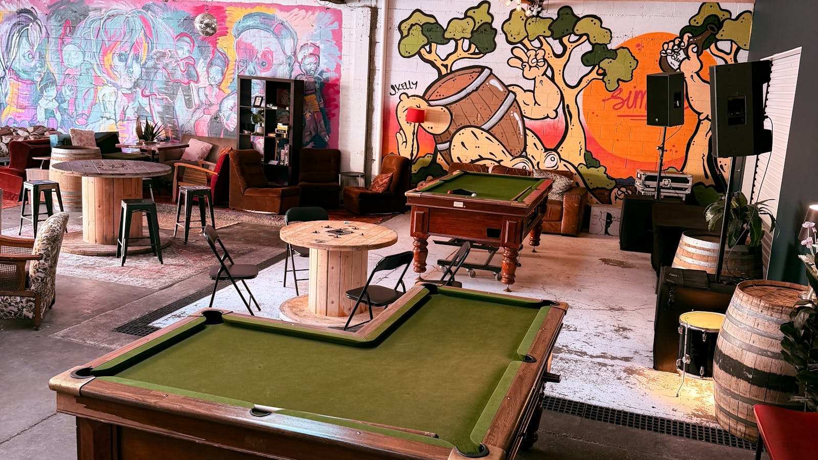 Bevs inside (L shaped pool table)