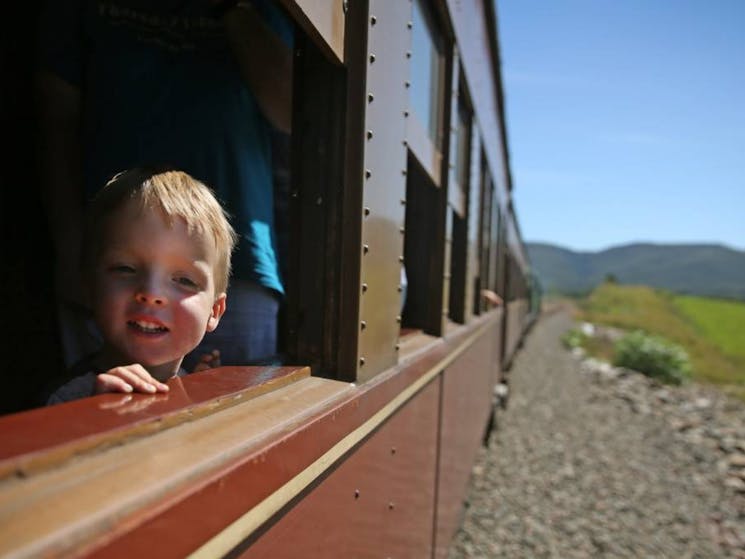 Kid enjoying train ride