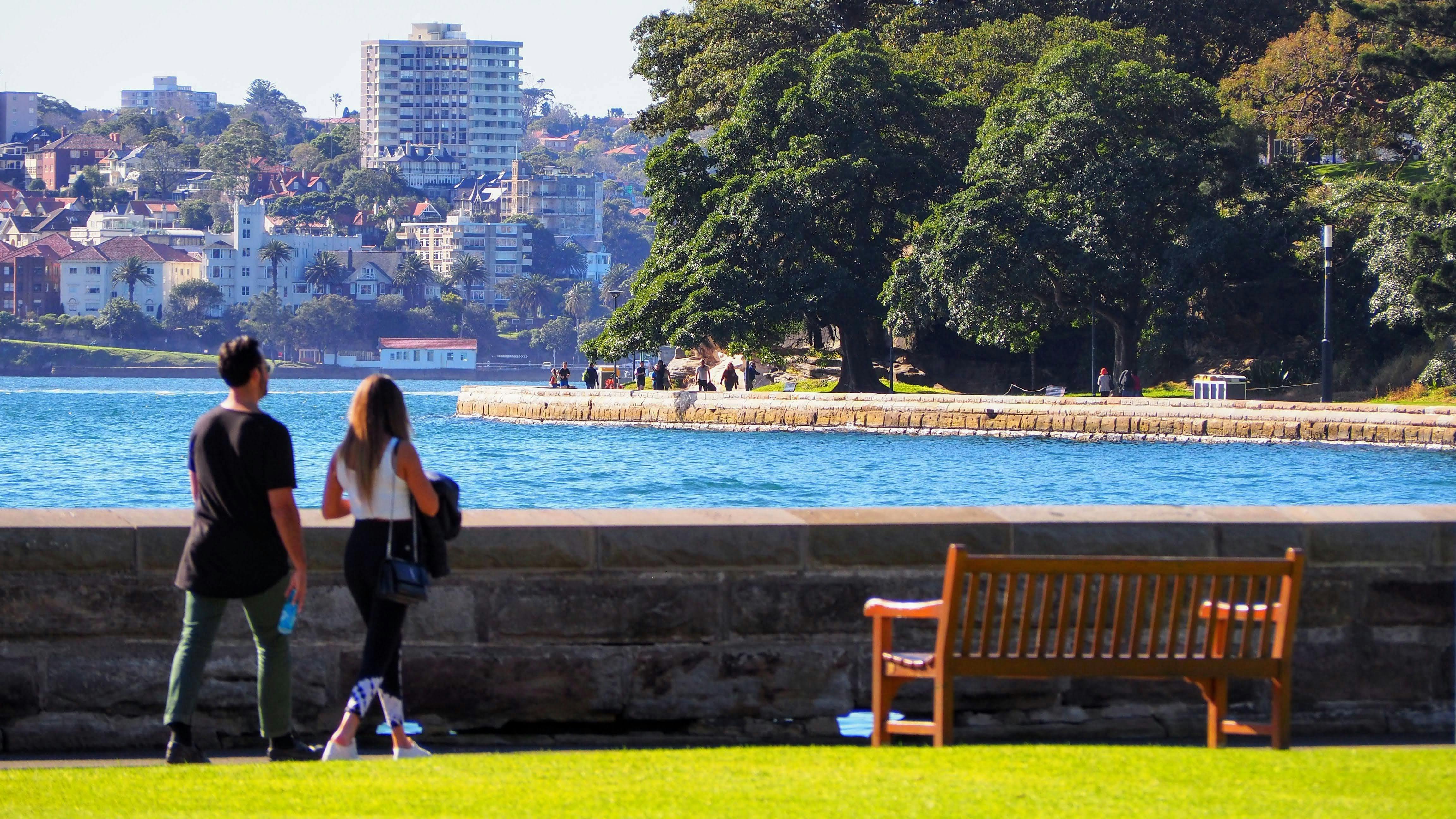 Walking path along sea wall in Sydney Royal Botanic Garden - Quay People tour, Local Travel Planner