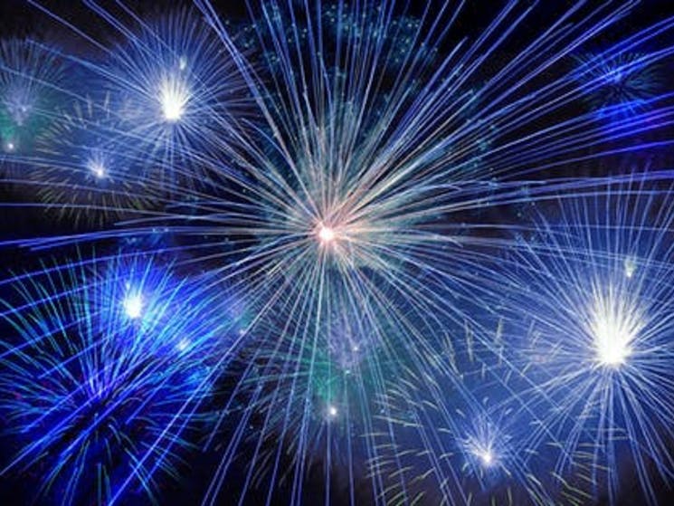 Picture of blue star shaped fireworks